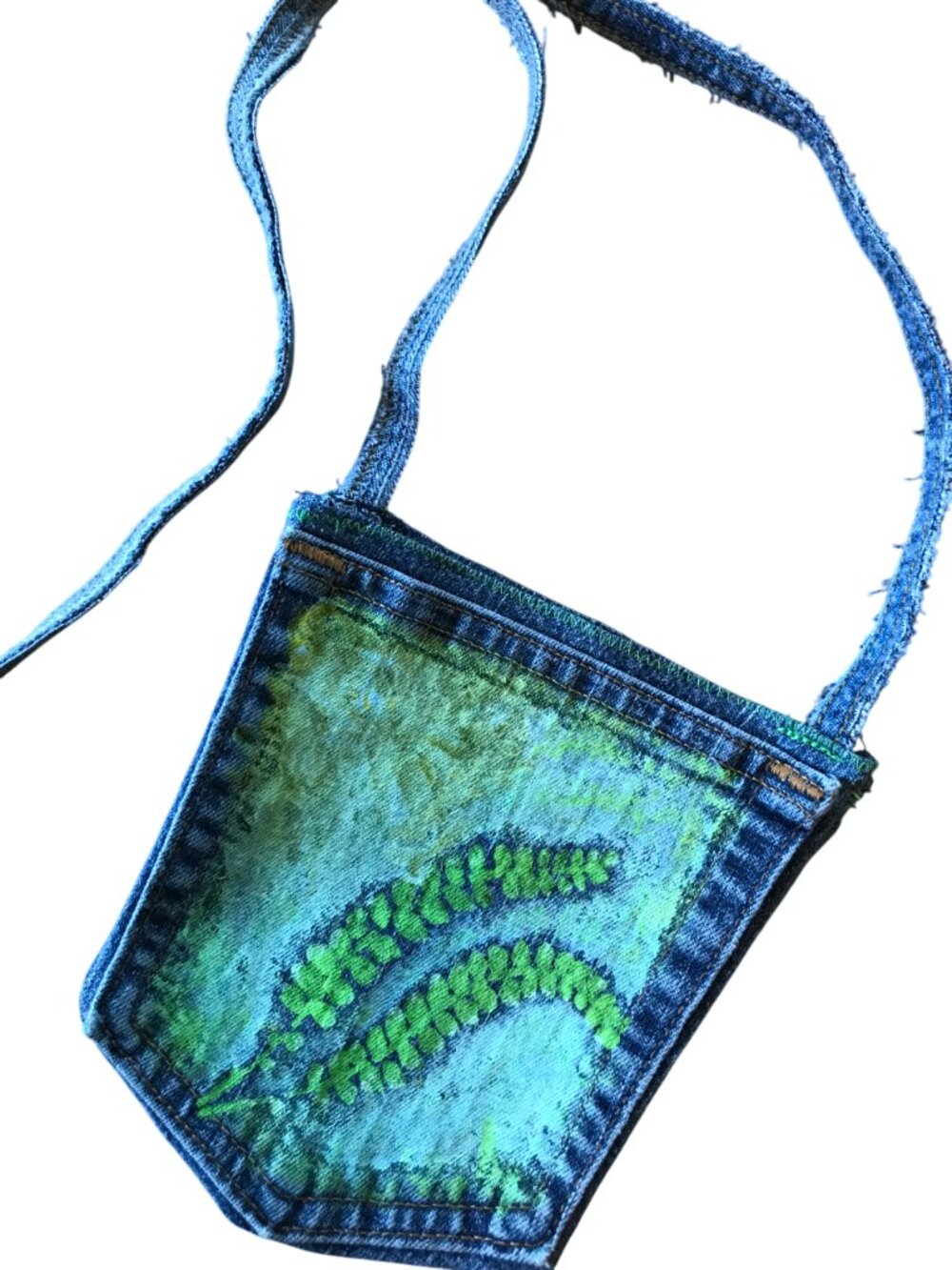 Crossbody Mini Jean Pocket Purse, Handmade Over Shoulder Floral Cell Phone Bag